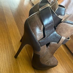 All brown leather booties worn but still lots of life